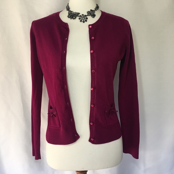 Hot Pink Petite Sz 10 Small Long Sleeve Cardigan - Picture 5 of 8